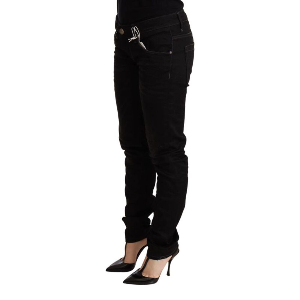 Acht Black Low Waist Skinny Denim Cotton Women's Trouser